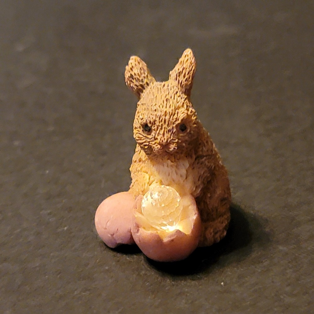 Miniature Dark Brown Easter Bunny With Pink Egg